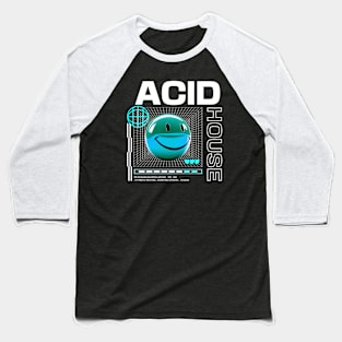 ACID HOUSE  - 3D Smiley (Blue/White) Baseball T-Shirt